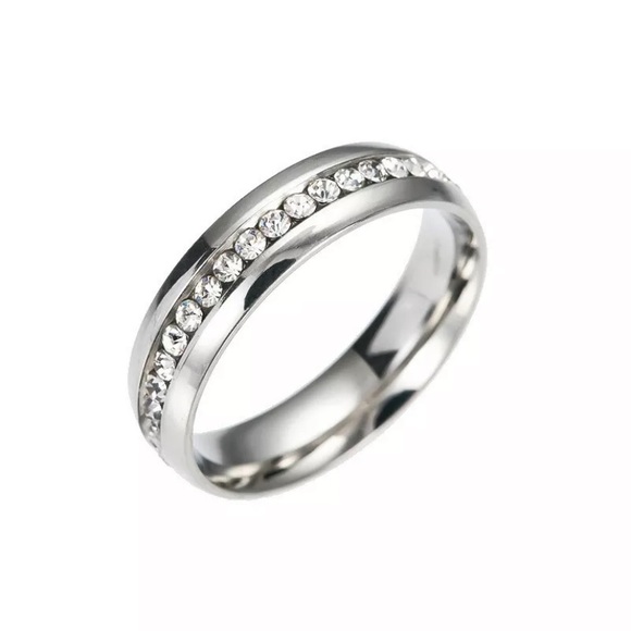 MEN’s Titanium Wedding Band with CZ’s Men’s Ring RESTOCKED MORE SIZES - Picture 2 of 3
